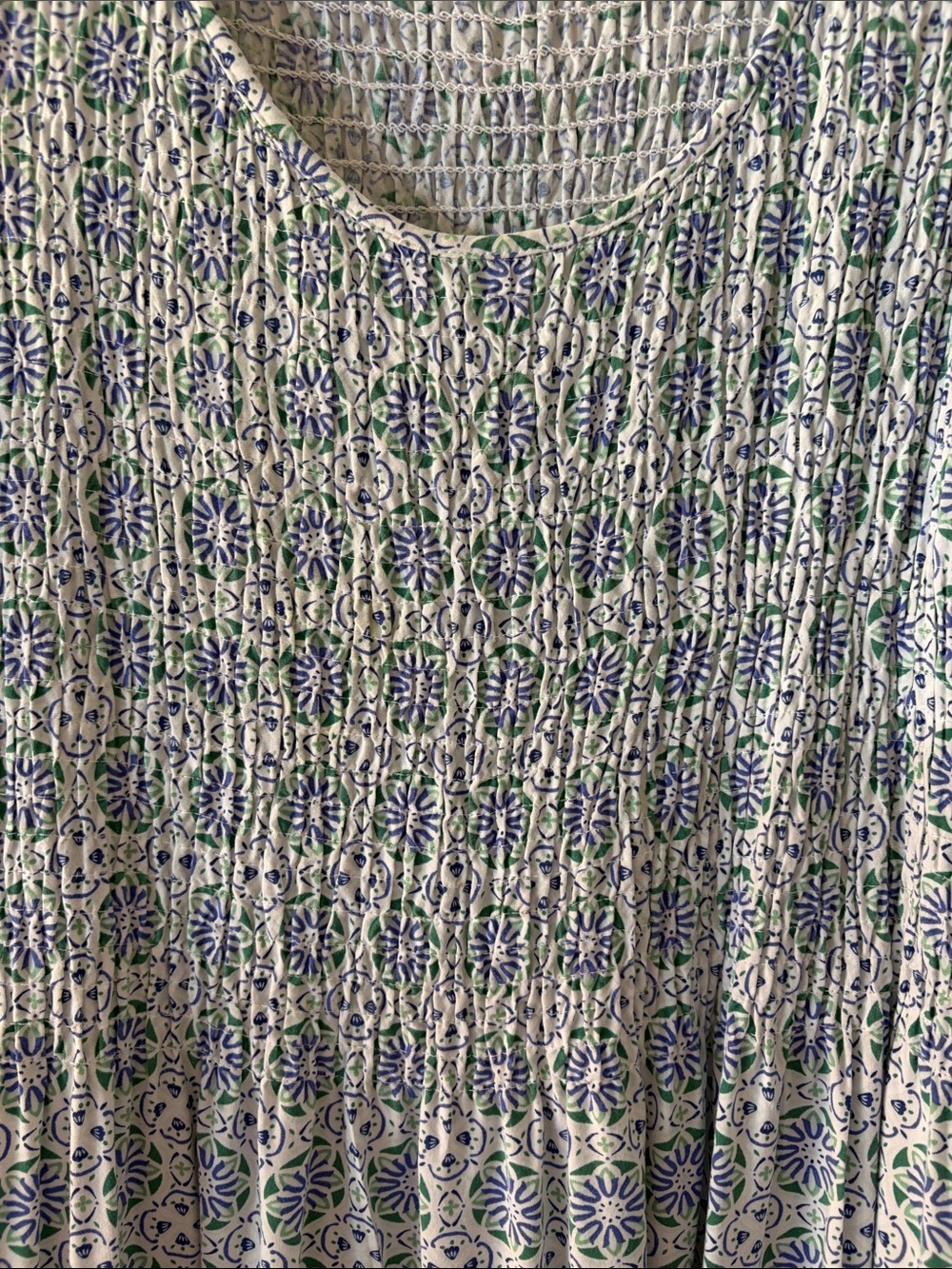 croft & barrow Blue and White Sleeveless Smocked Maxi Dress. Size 1X - Picture 3 of 6
